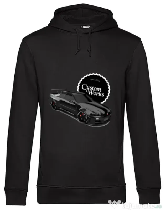 Hoodie barbat cu gluga Black R34 Negru