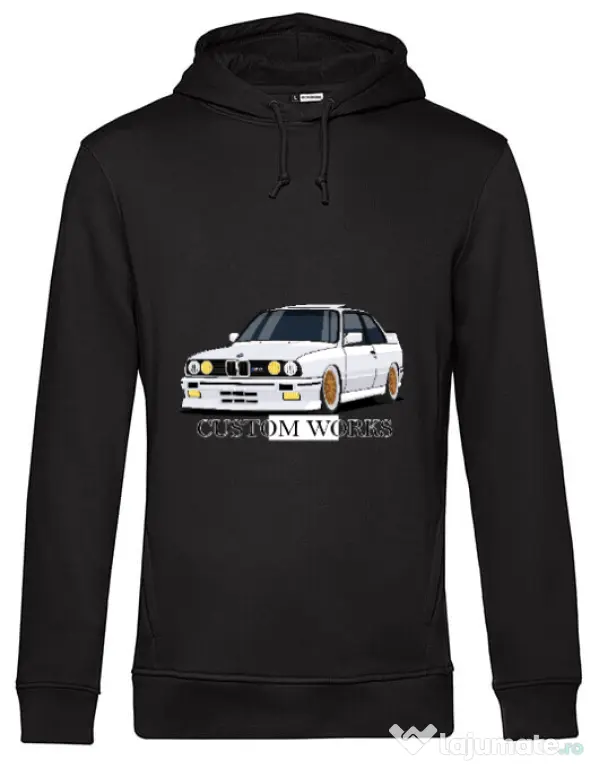 Hoodie barbat cu gluga White M3 E30 Negru
