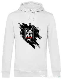Hoodie barbat cu gluga Tricou ZIUA CAND MA SCHIMB - Adi Morosanu Alb