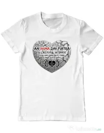 Tricou ADLER barbat INIMA DIN PIATRA Alb