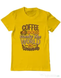 Tricou personalizat barbat Coffee and dogs Galben
