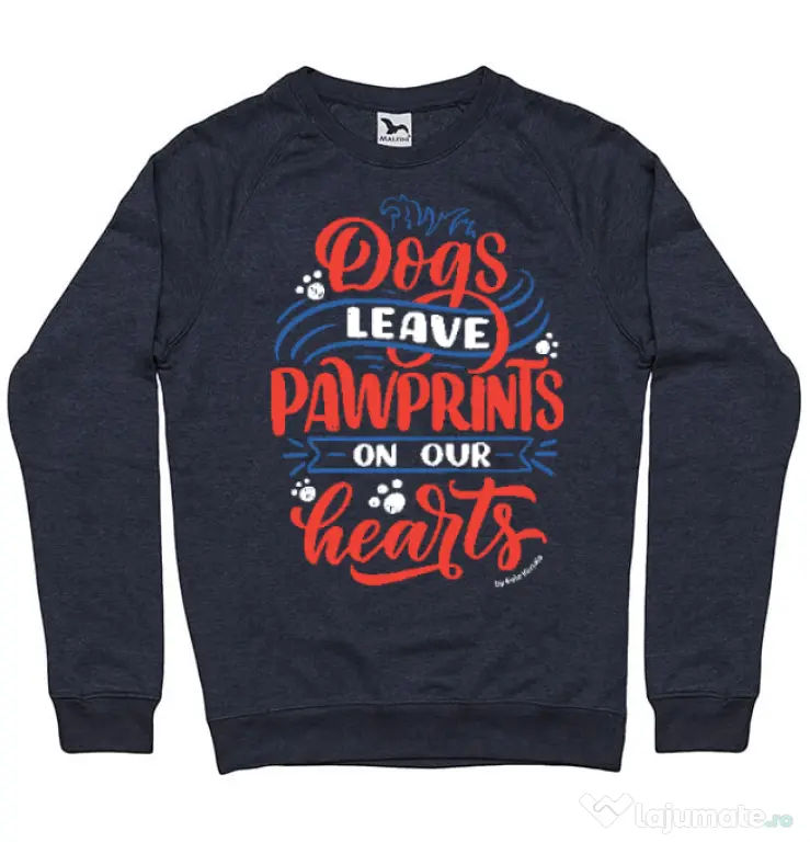 Bluza personalizata barbat Dogs leave pawprints Denim inchis