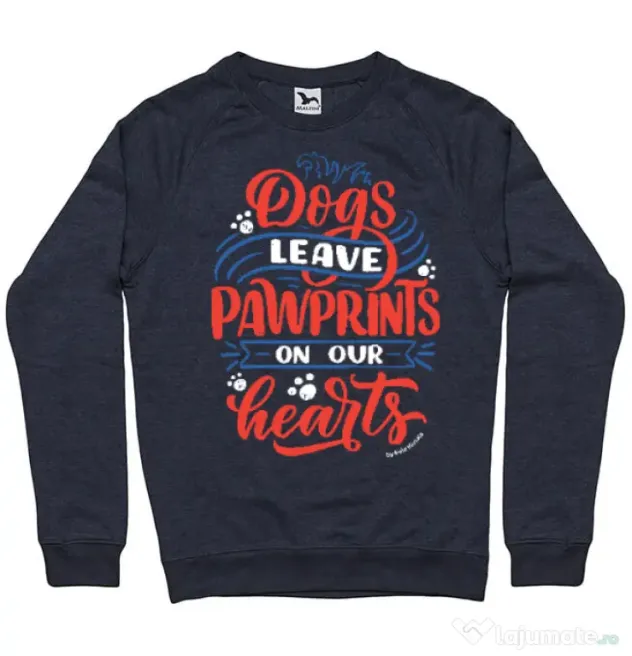 Bluza personalizata barbat Dogs leave pawprints Denim inchis