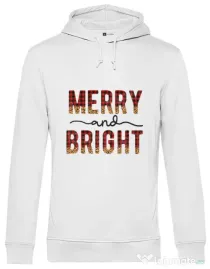 Hanorac barbat cu gluga Merry and Bright Christmas Alb