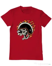 Tricou personalizat barbat Skull Biker Rosu