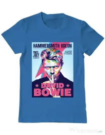 Tricou personalizat barbat David Bowie Albastru azuriu