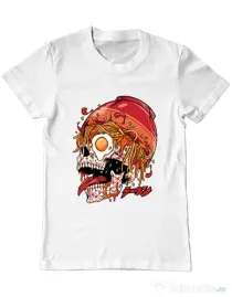 Tricou personalizat barbat spicy skull Alb