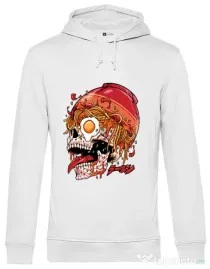 Hanorac barbat cu gluga spicy skull Alb
