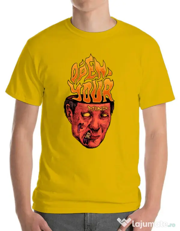 Tricou personalizat barbat OPEN YOUR MIND Galben