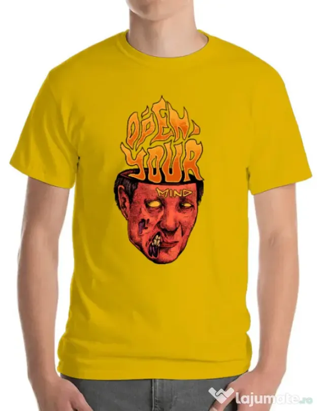 Tricou personalizat barbat OPEN YOUR MIND Galben