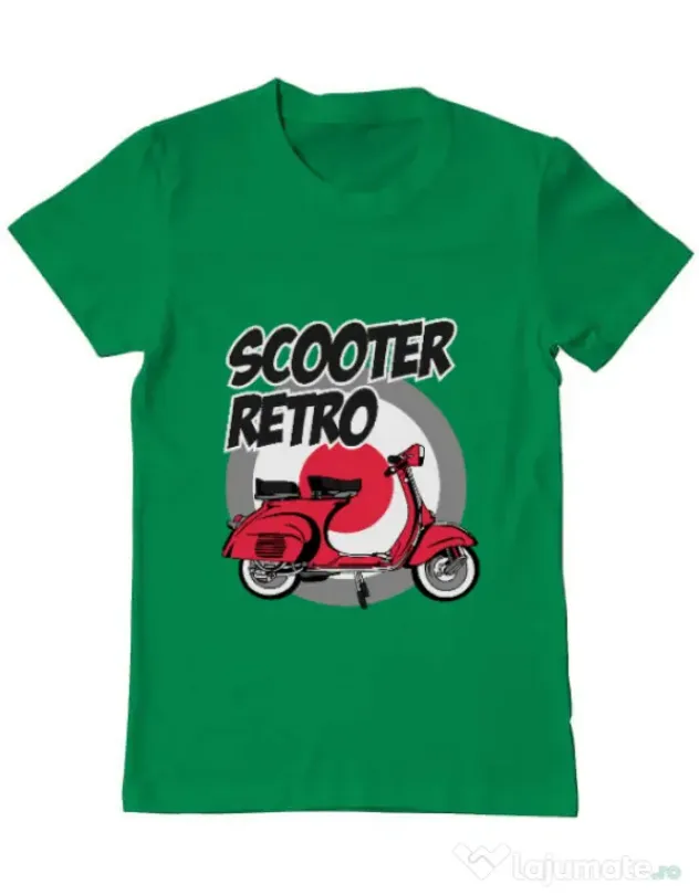 Tricou personalizat barbat SCOOTER RETRO RED COLOR Verde mediu