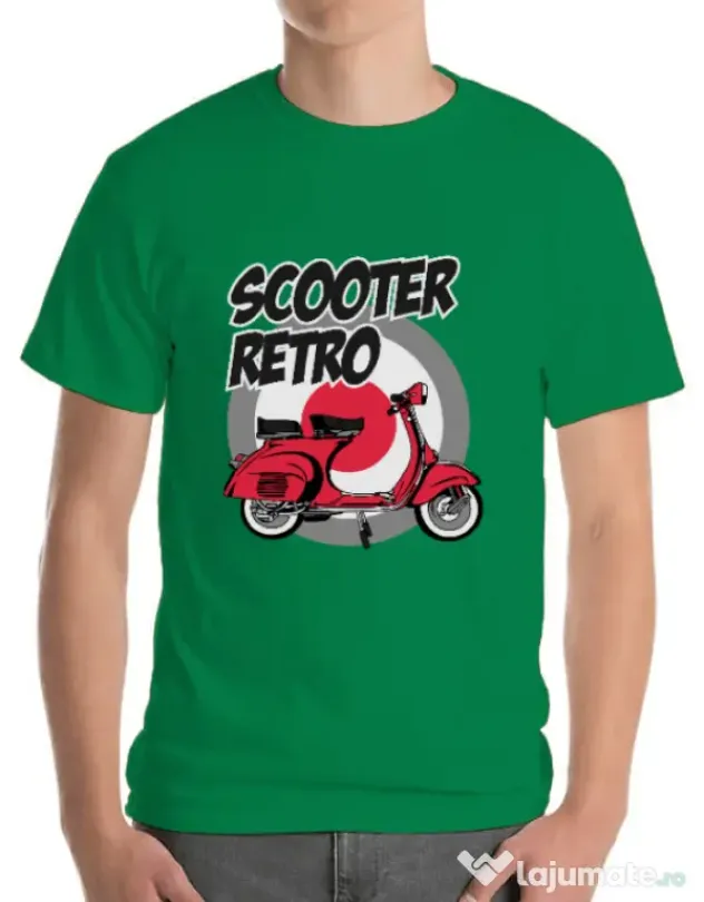 Tricou personalizat barbat SCOOTER RETRO RED COLOR Verde mediu