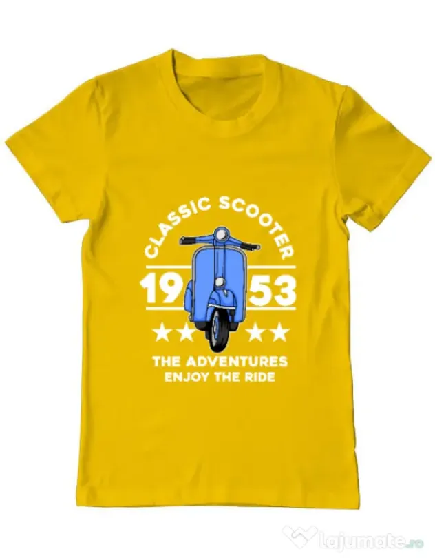 Tricou personalizat barbat CLASSIC SCOOTER ADVENTURES Galben