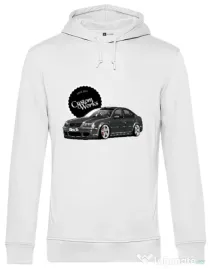 Hanorac barbat cu gluga Bora on Segment wheels Alb