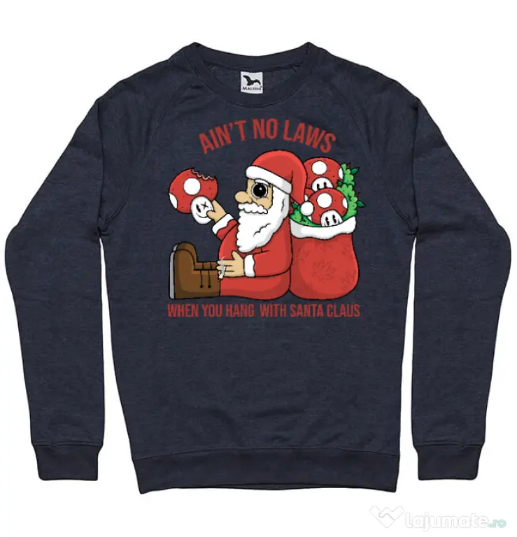 Bluza personalizata barbat Stoned Santa Denim inchis