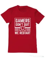 Tricou personalizat barbat Gamers don\'t quit - We restart Rosu