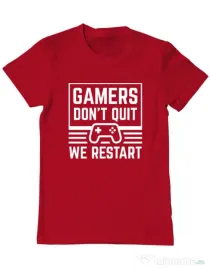 Tricou personalizat barbat Gamers don\'t quit - We restart Rosu