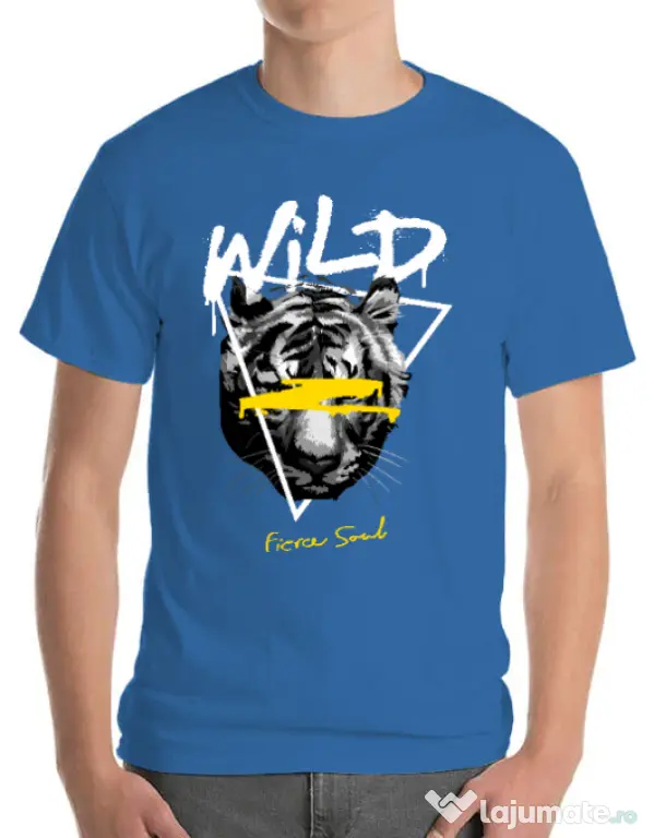 Tricou personalizat barbat Wild Fierce Soul Albastru azuriu