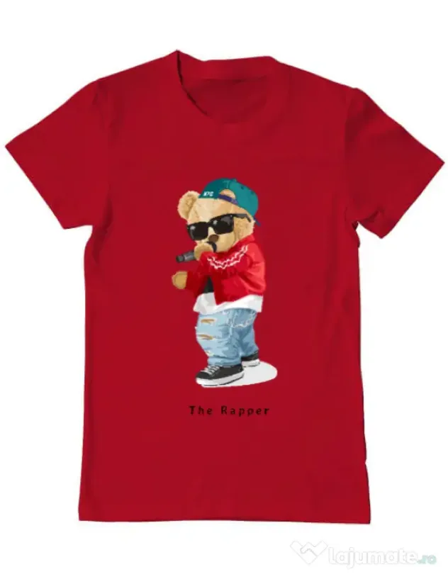Tricou personalizat barbat Bear Rapper Rosu