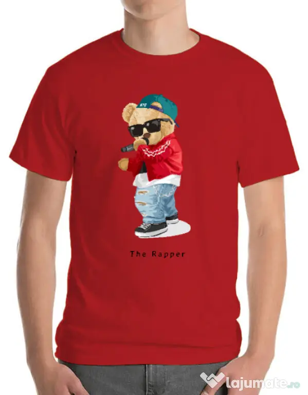 Tricou personalizat barbat Bear Rapper Rosu