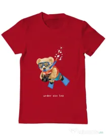 Tricou personalizat barbat Bear Snorkeling Rosu