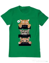 Tricou personalizat barbat Relax,curious,cautious Verde mediu