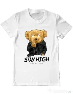 Tricou personalizat barbat Stay High Alb
