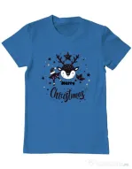 Tricou personalizat barbat Merry schristmas Albastru azuriu
