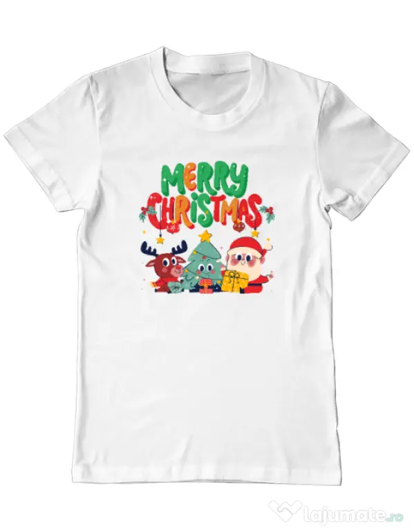 Tricou personalizat barbat Hei, prietenii mei de Crăciun! Alb