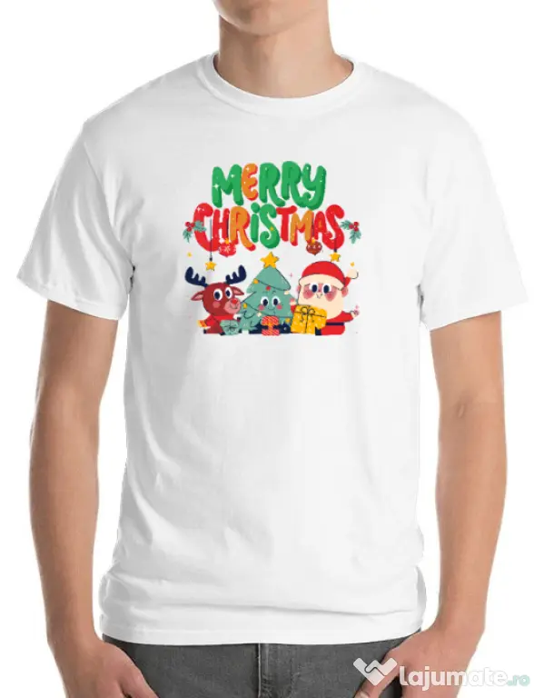 Tricou personalizat barbat Hei, prietenii mei de Crăciun! Alb
