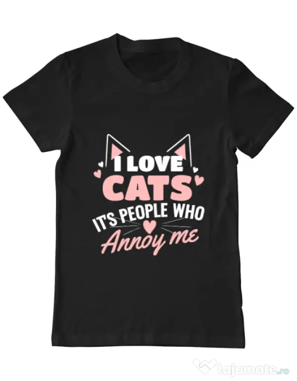 Tricou ADLER barbat I love cats Negru
