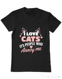 Tricou ADLER barbat I love cats Negru
