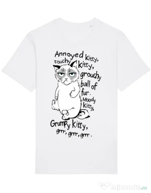 Tricou STANLEY STELLA barbat Grumpy kitty Alb