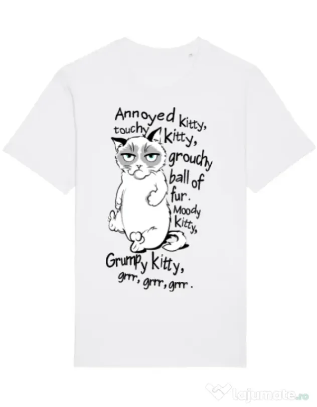 Tricou STANLEY STELLA barbat Grumpy kitty Alb
