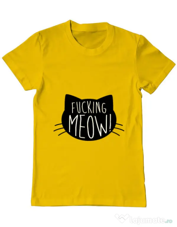 Tricou ADLER barbat Fucking meow Galben