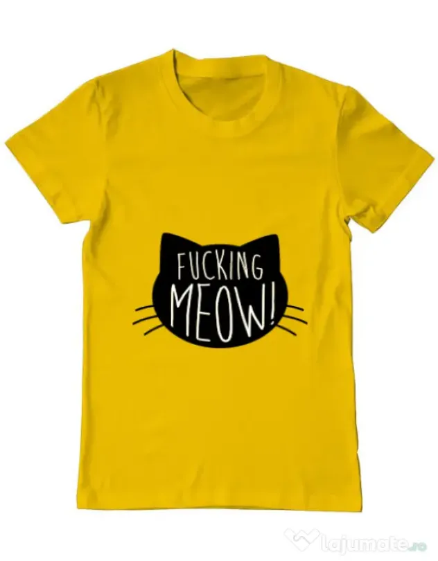 Tricou ADLER barbat Fucking meow Galben