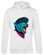 Hoodie barbat cu gluga Cat Punk Alb