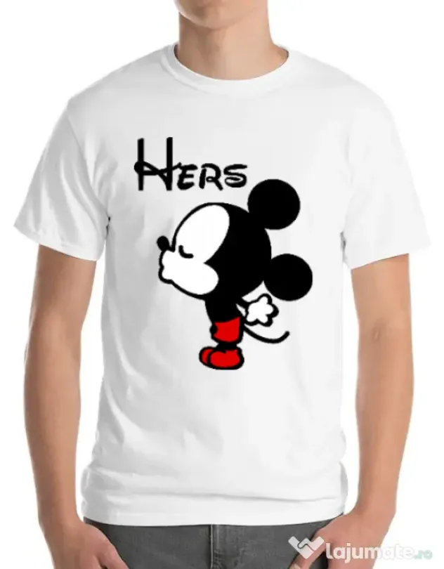 Tricou ADLER barbat Hers Mickey Alb