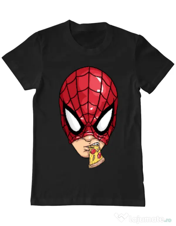 Tricou ADLER barbat Spiderman pizza Negru
