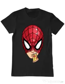 Tricou ADLER barbat Spiderman pizza Negru
