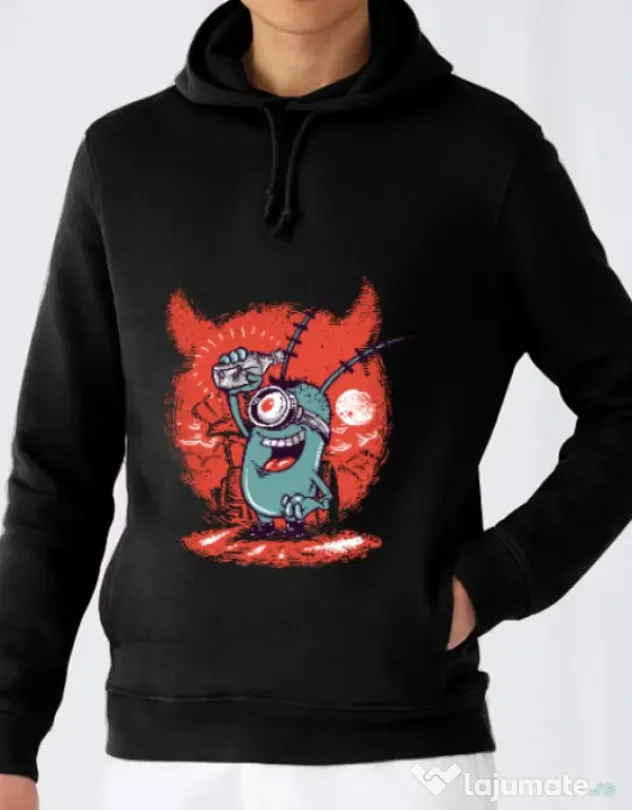 Hoodie barbat cu gluga Plankton Negru