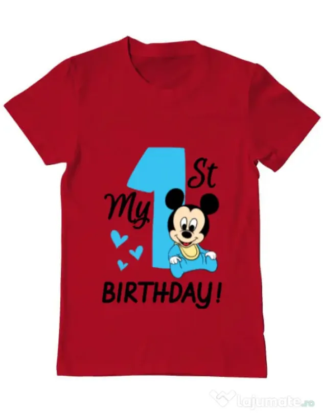 Tricou ADLER barbat My first birthday Rosu