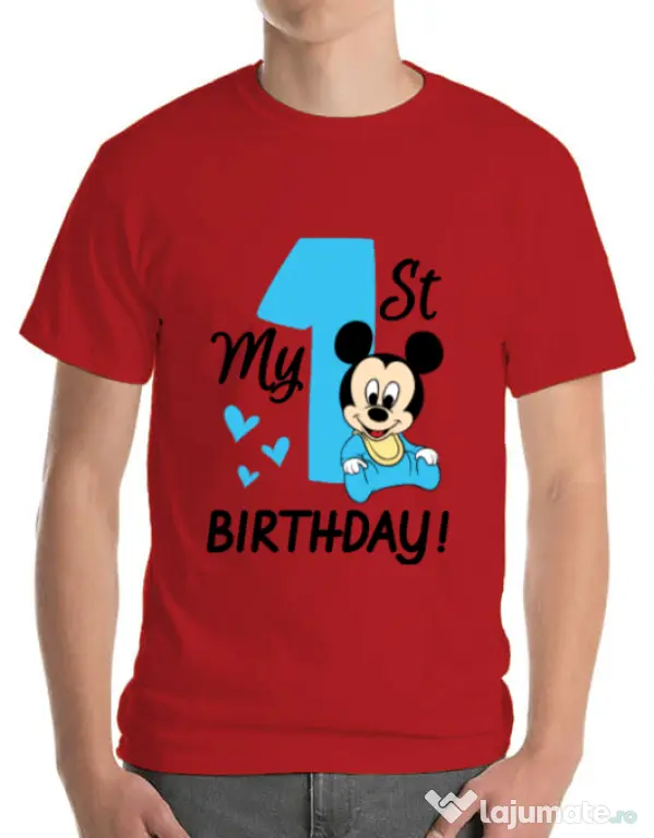 Tricou ADLER barbat My first birthday Rosu