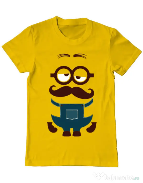 Tricou ADLER barbat Minion moustache Galben
