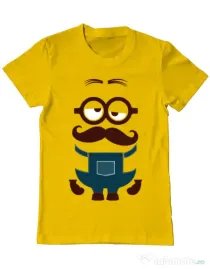 Tricou ADLER barbat Minion moustache Galben