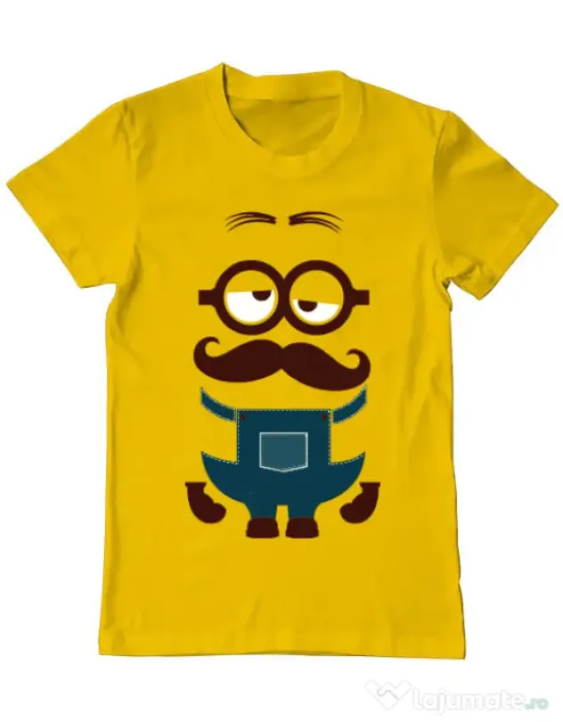 Tricou ADLER barbat Minion moustache Galben