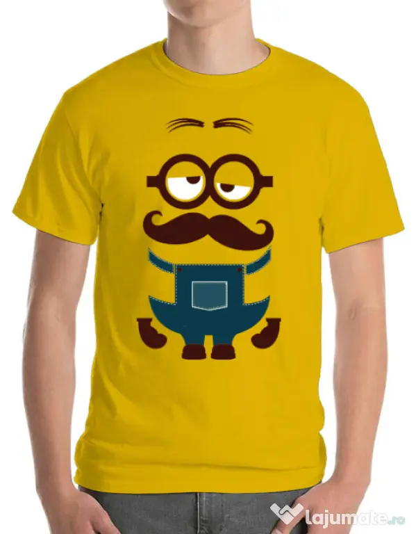 Tricou ADLER barbat Minion moustache Galben