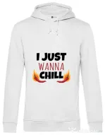 Hoodie barbat cu gluga I just wanna chill Alb