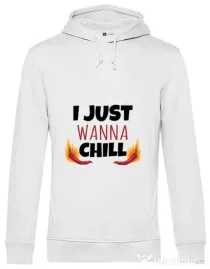 Hoodie barbat cu gluga I just wanna chill Alb