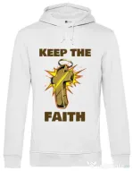 Hoodie barbat cu gluga Keep the Faith Alb